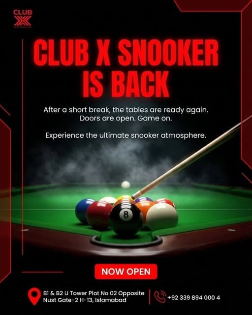 Club X Snooker — now open